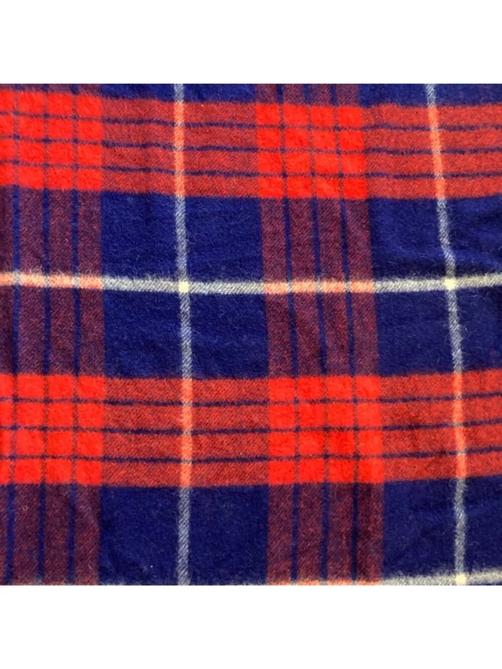 Red White And Blue Wool Plaid Blanket